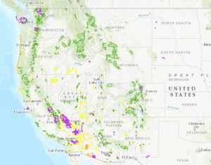 Map of Wilderness Areas in the Western US