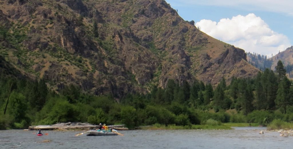 18 foot raft on multi-day rafting tripn Idaho