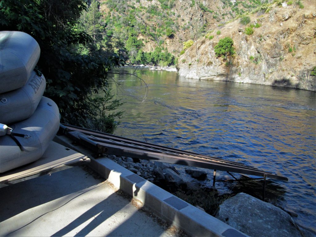 rafts being pushed down the Meral's Pool boat ramp