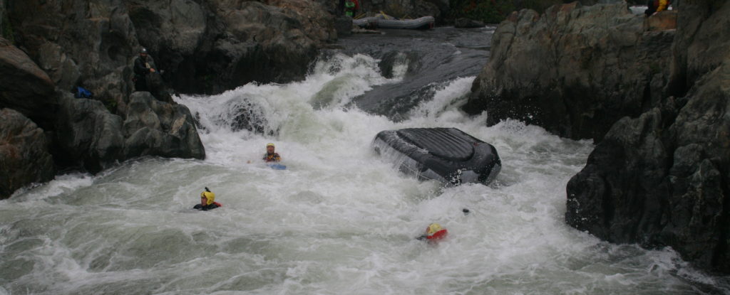 PFD Stanislaus River through Goodwin Canyonr swimmers and upside down raft