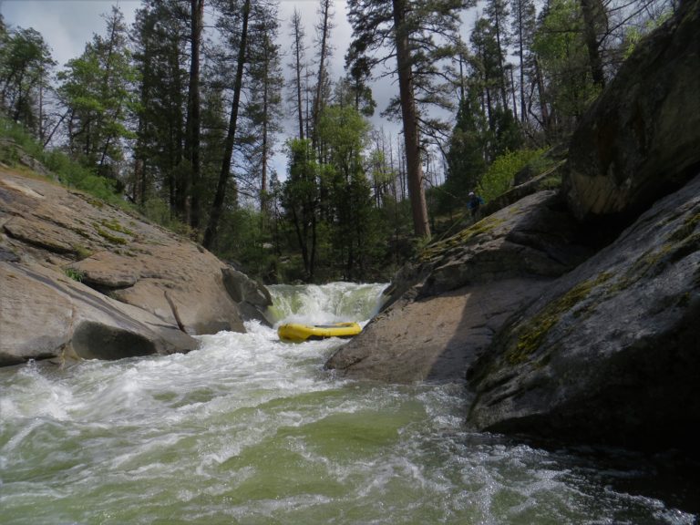 raft below the watterfall rapid