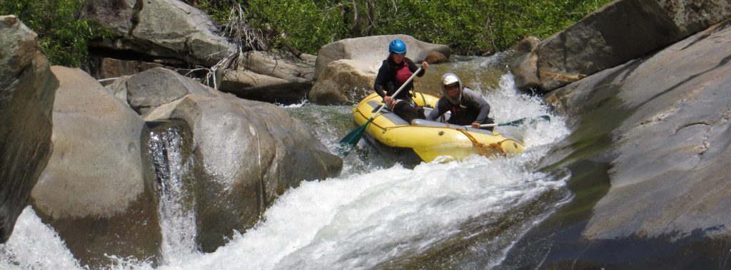 picture shows types of rafts to run difficult rapd on the North Fork of the Tuolumne RiverRiver as well as the scenery