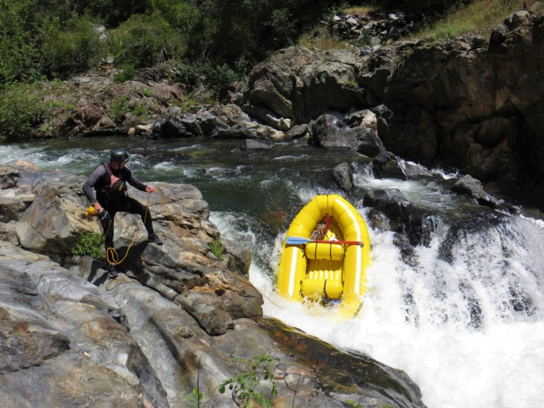 lining raft through big rapid