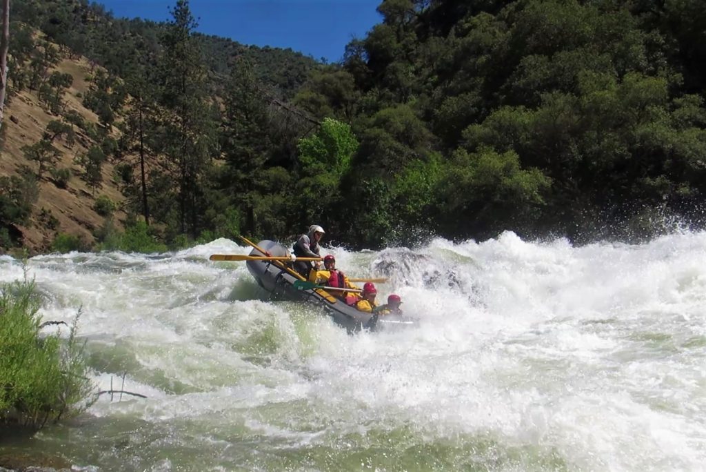 rafting Clavey falls rapid of the Tuolumne River at highwater