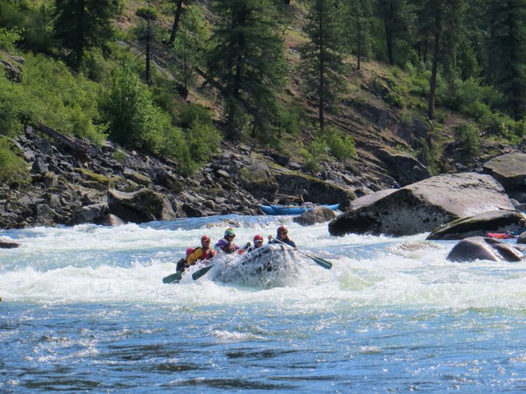 raft running second drop of double drop rapid