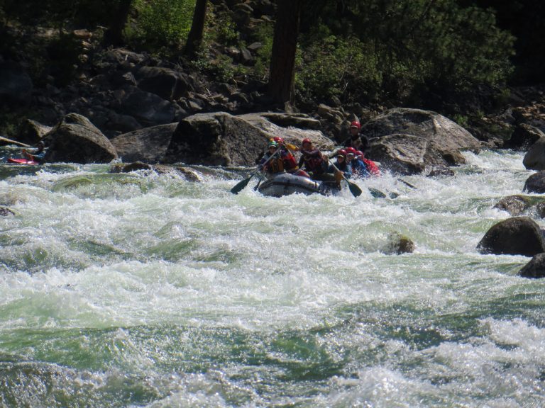 show Ladle Rapid with paddle raft at lower flows