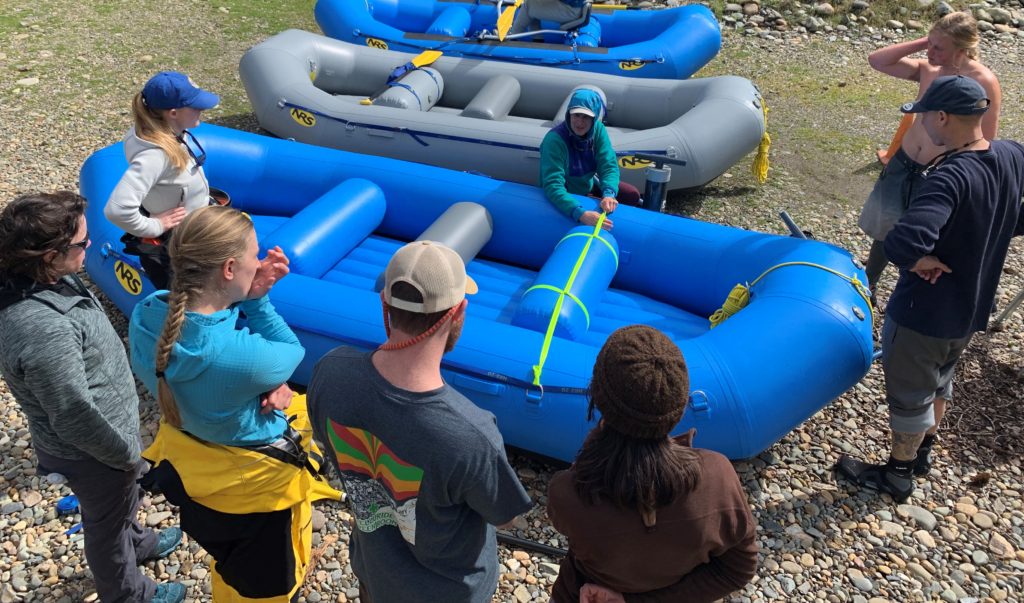 shows the type of activities involved with a whitewater rafting guide school