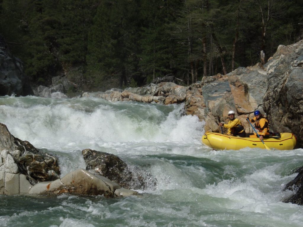 shows how big rafting Franklin Falls Rapid is on the MIddle Fork Feather River