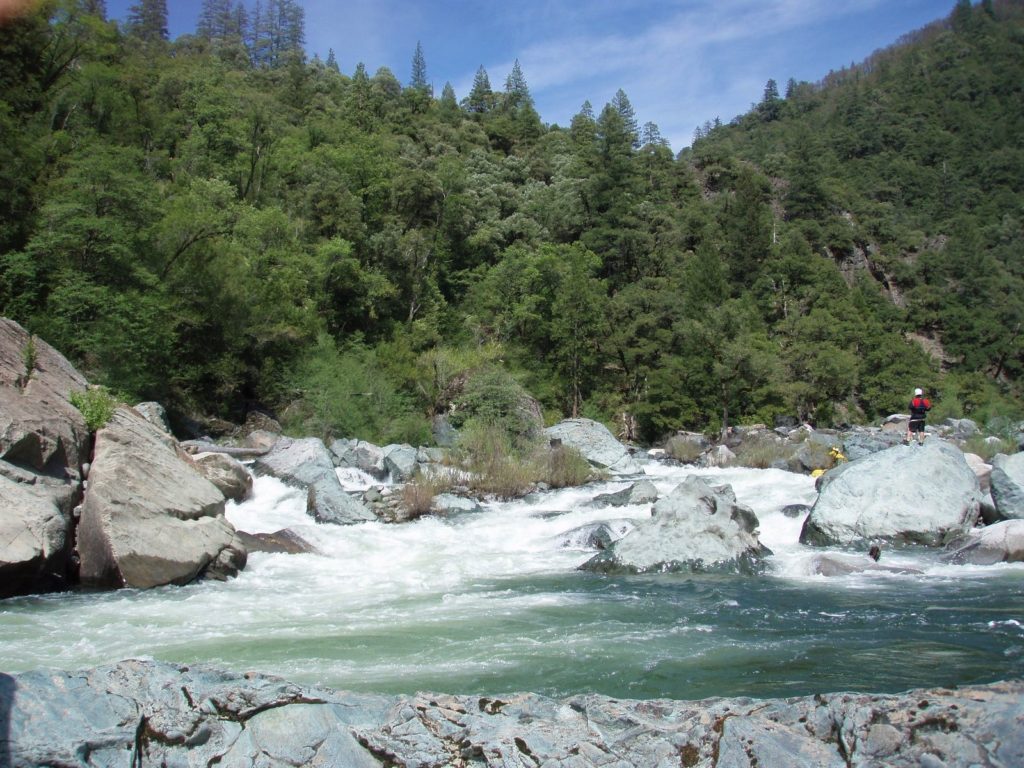 shows junky whitewater rapid on the Middle Fork Feather River