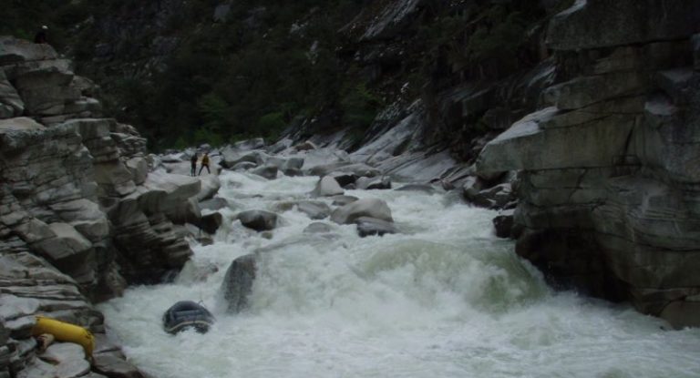 show lining a raft through Granite Dome Falls