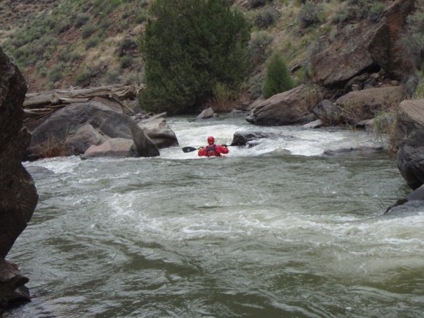 kayaker running whitewater rapid on Jarbidge River