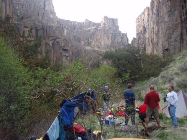 rafters and kayakers camping along the Jarbidge River