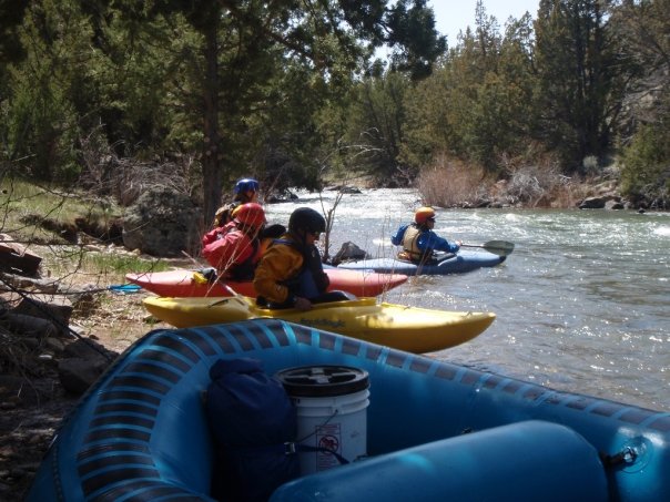 rafter and kayaker launching on the Jarbidge River