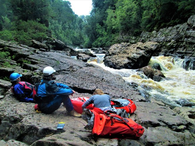 Rafters enjoying the view on the Franklin River at Pig Trough