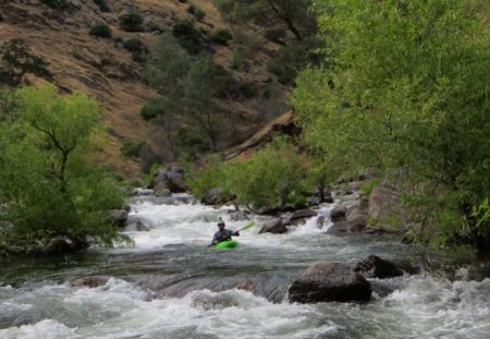 can see the volume of water that is visible at the confluence when the North Fork Tuolumne is a runnable flow for rafting