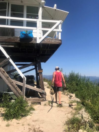 man and Shissler Peak Fire Lookout on a Selway River Rafting and whitewater kayaking trip